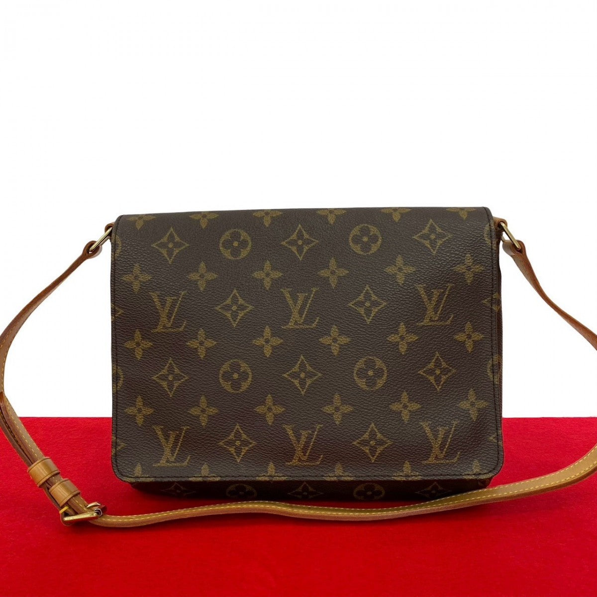 LOUIS VUITTON Shoulder Bag Leather, PVC Brown Monogram Mtte Tango Women