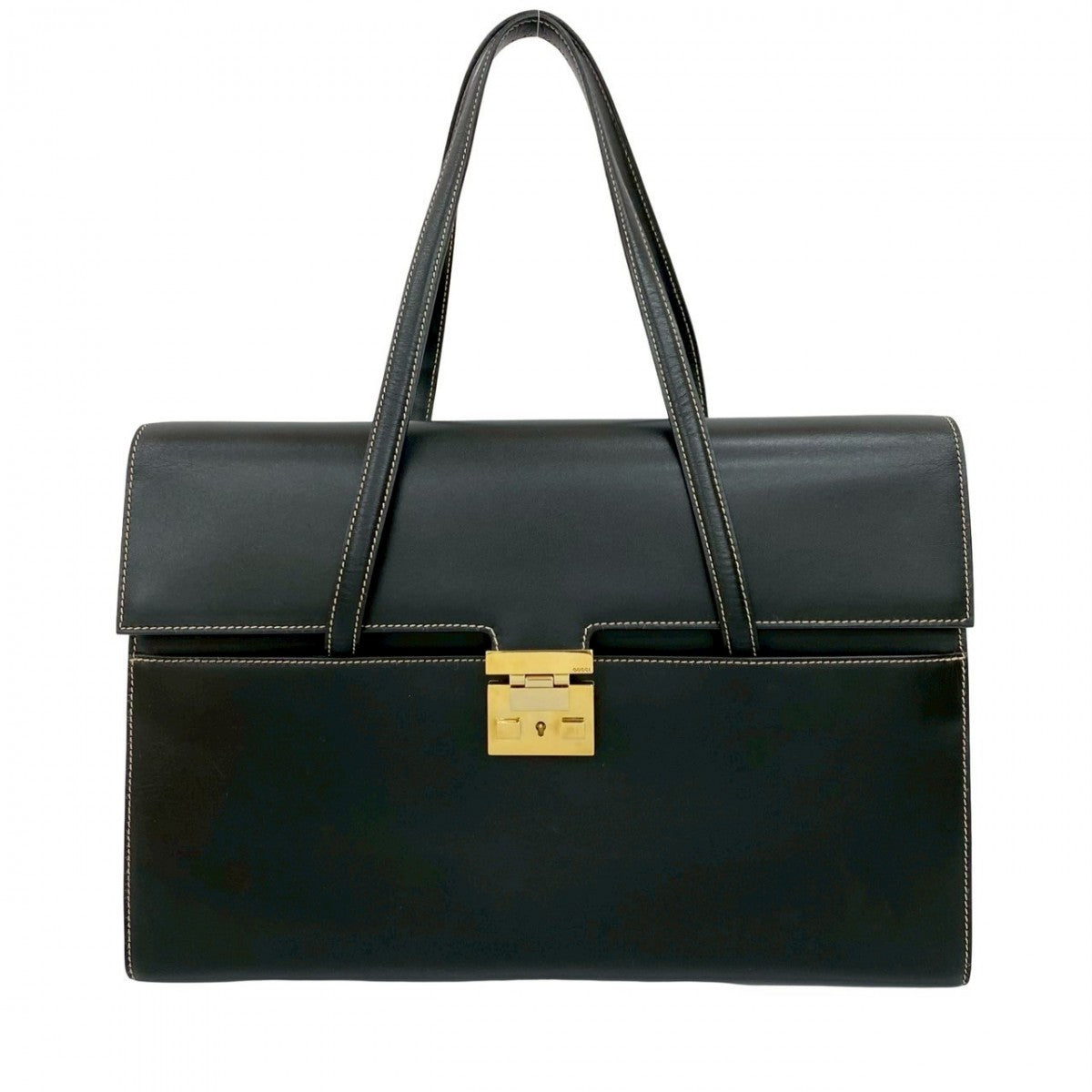 GUCCI Handbag leather black logo Metal Women