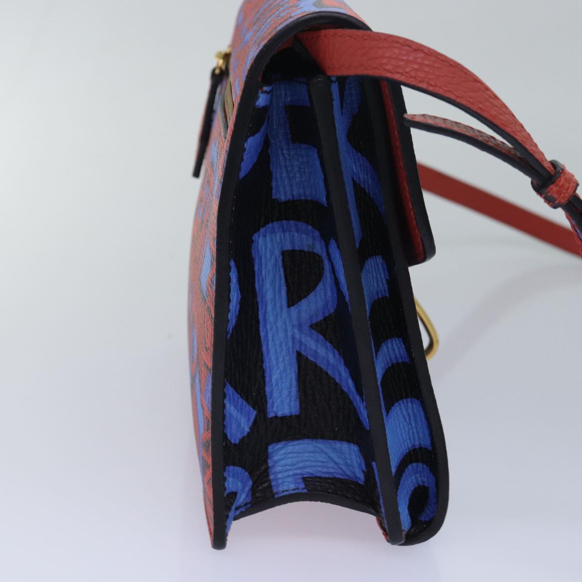 Burberry Shoulder Bag Graffiti Leather Red Blue Auth 82250A
