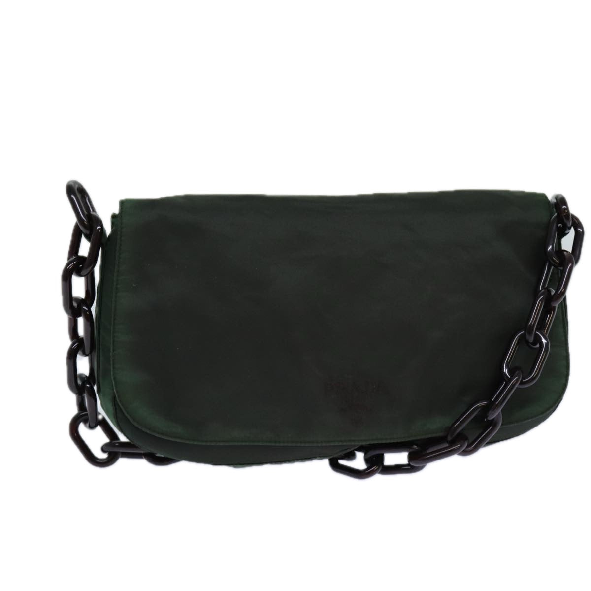 PRADA Chain Shoulder Bag Nylon Green Auth