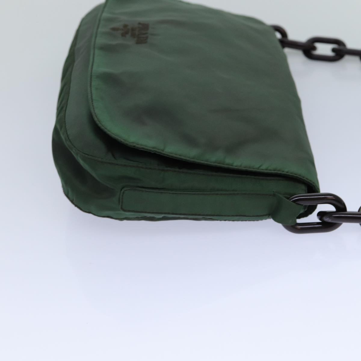PRADA Chain Shoulder Bag Nylon Green Auth