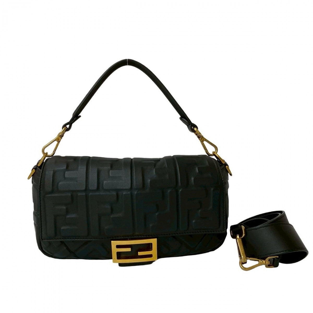 FENDI Shoulder Bag leather black Mamma Bucket