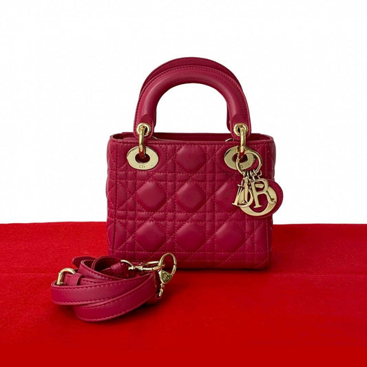 Dior Shoulder Bag leather pink Lady Dior
