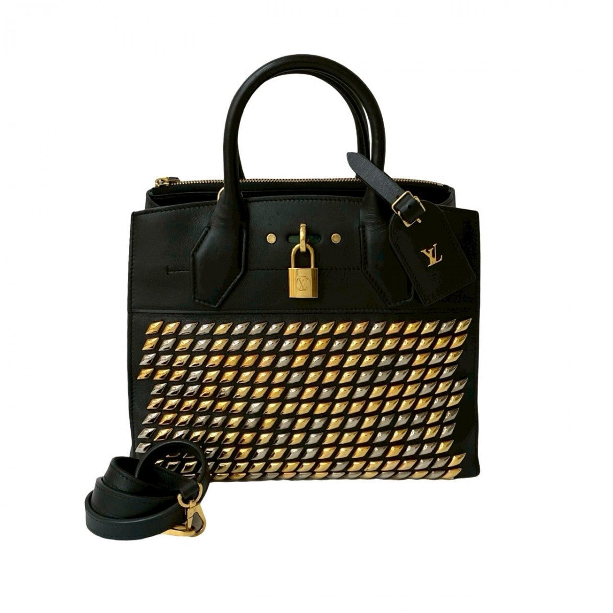 LOUIS VUITTON Shoulder Bag leather black City Steamer PM