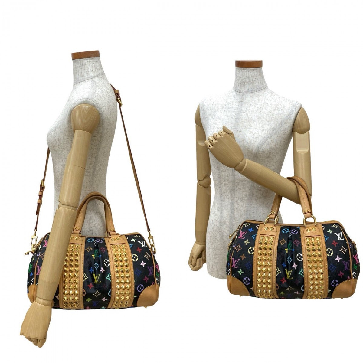 LOUIS VUITTON Shoulder Bag leather multicolor Monogram multicolor Courtney MM