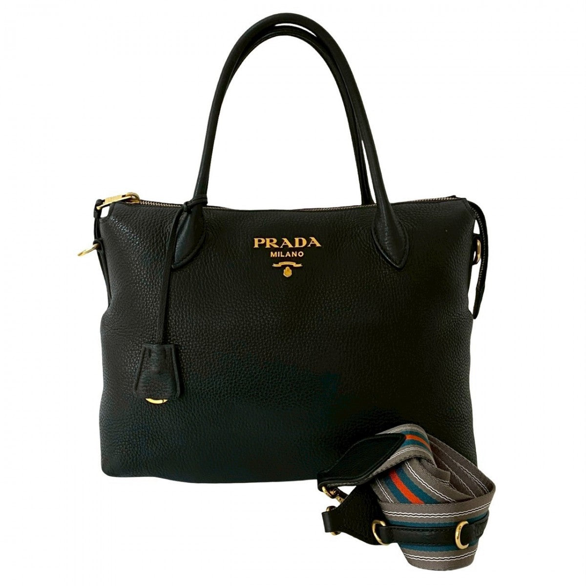 PRADA Shoulder Bag leather black