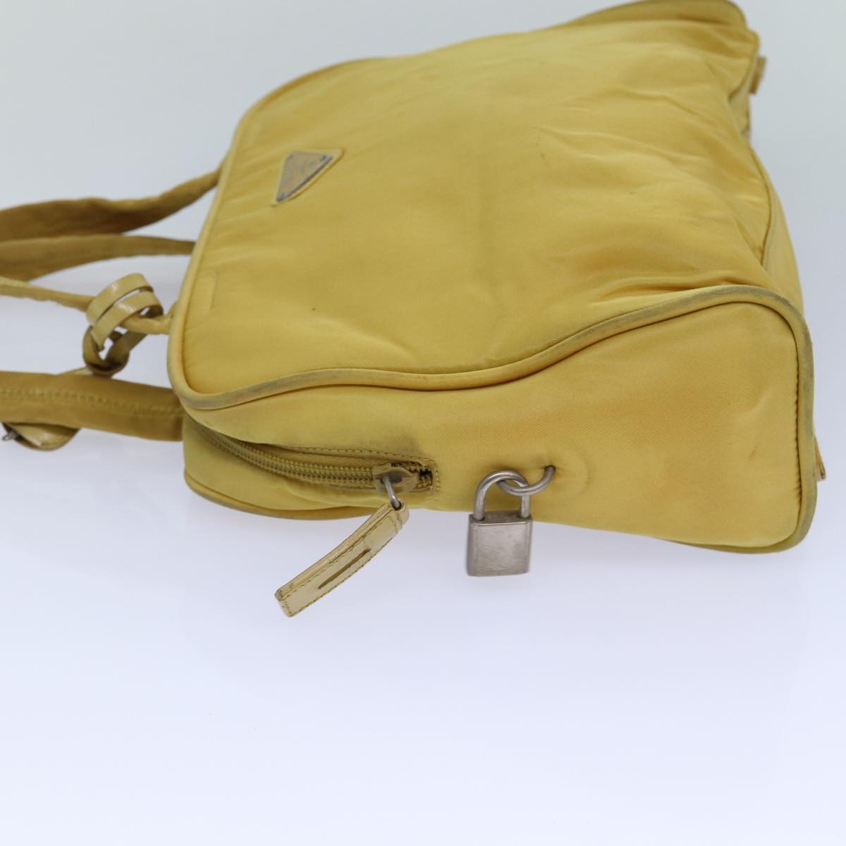 PRADA Hand Bag Nylon Yellow Auth
