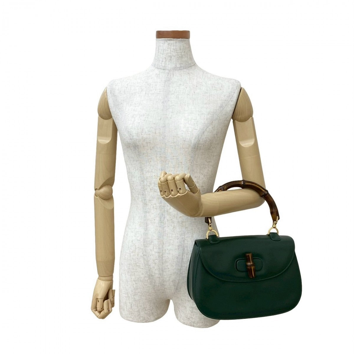 GUCCI Handbag leather green Bamboo