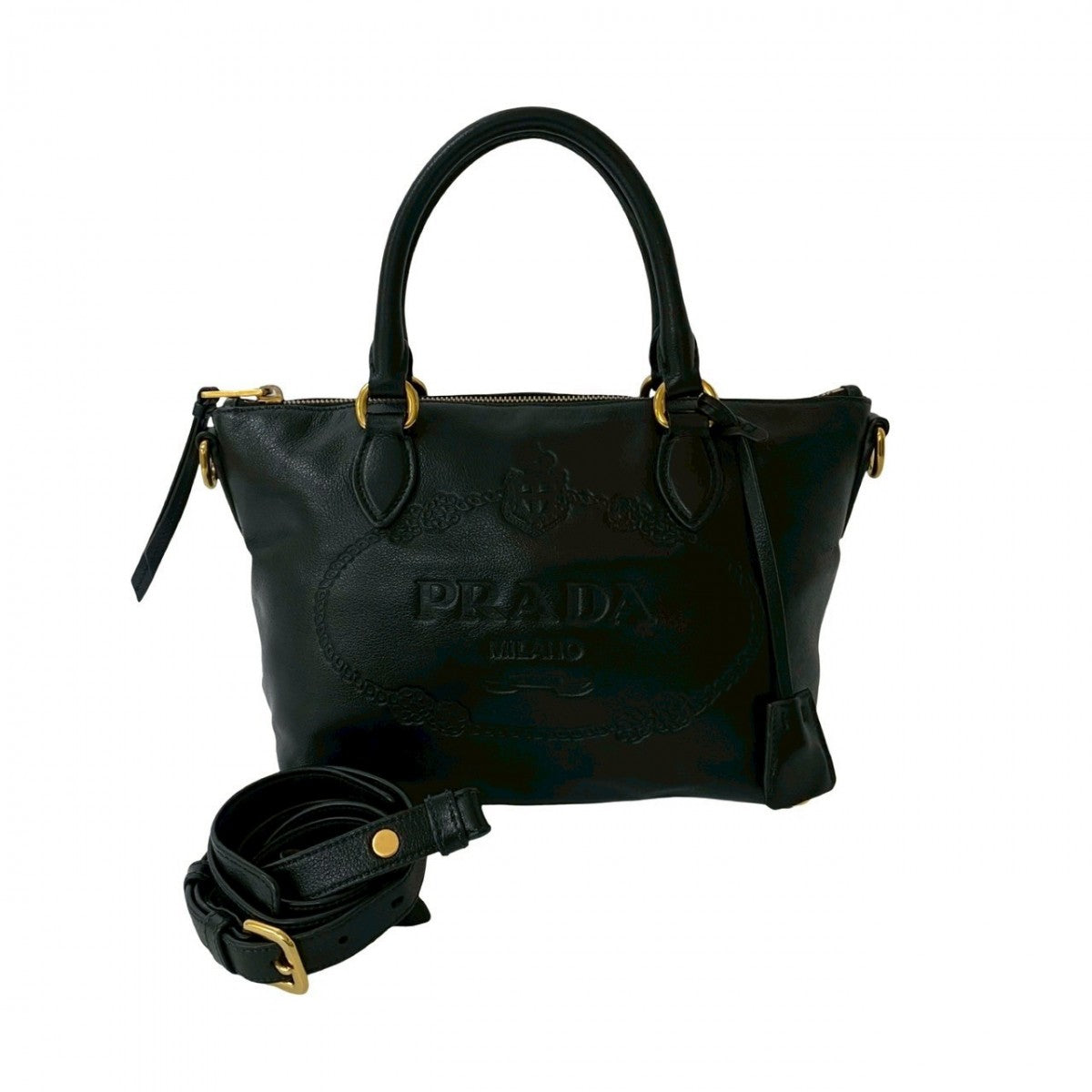 PRADA Shoulder Bag leather black