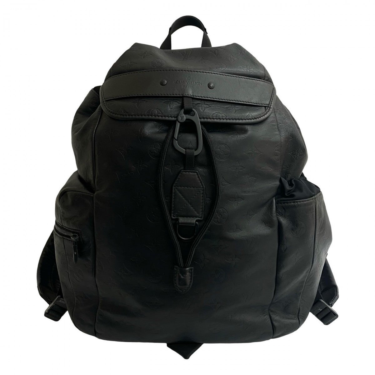 LOUIS VUITTON Backpack leather black Monogram shadow Discovery backpack