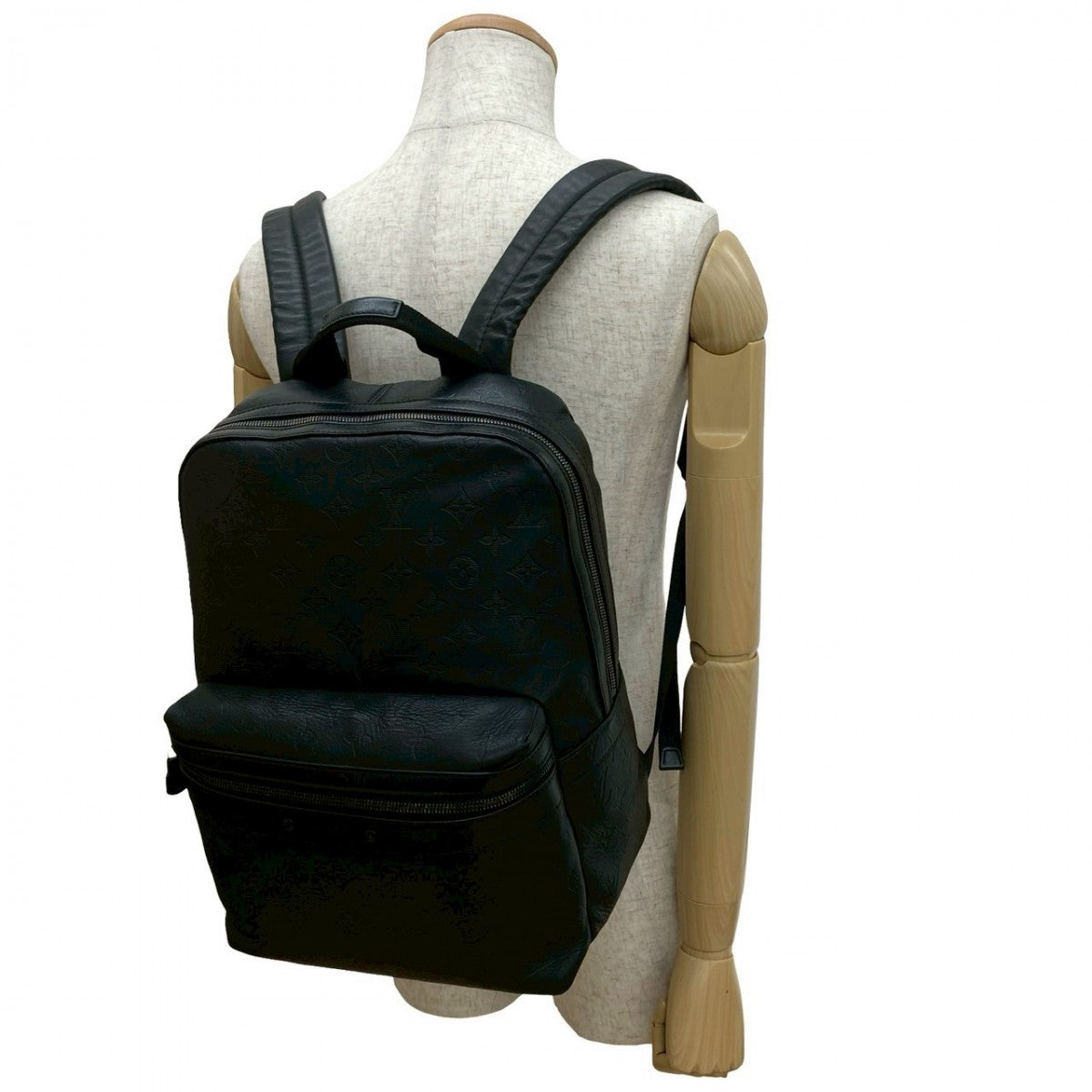 LOUIS VUITTON Backpack leather black Monogram shadow sprinter backpack