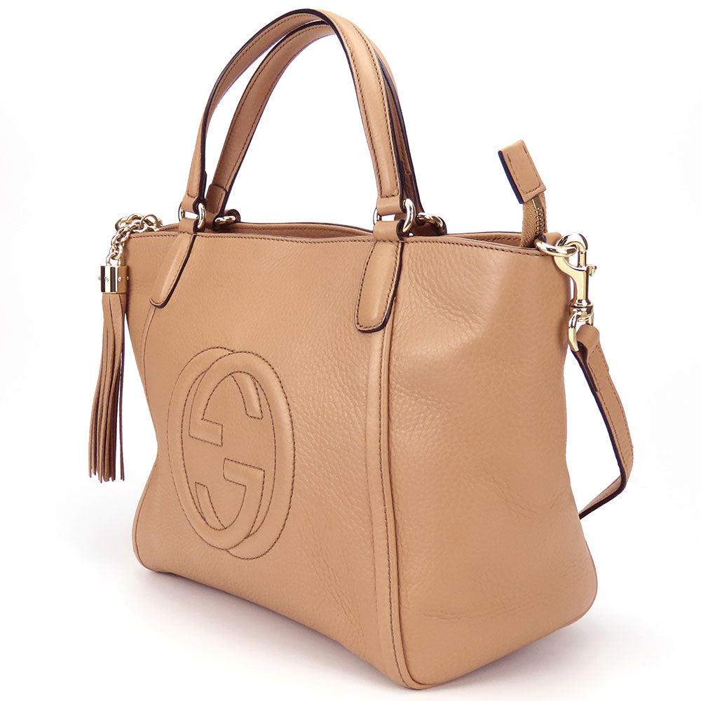 GUCCI Handbag 369176 leather beige Interlocking Soho