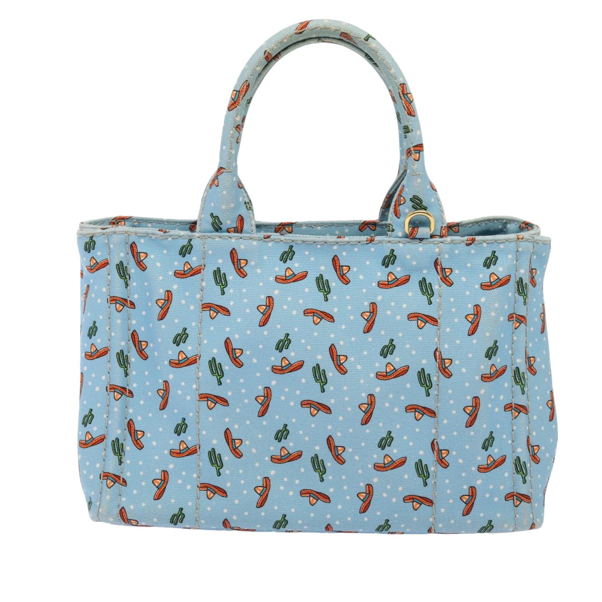 PRADA Canapa PM Hand Bag Canvas 2way Blue Auth