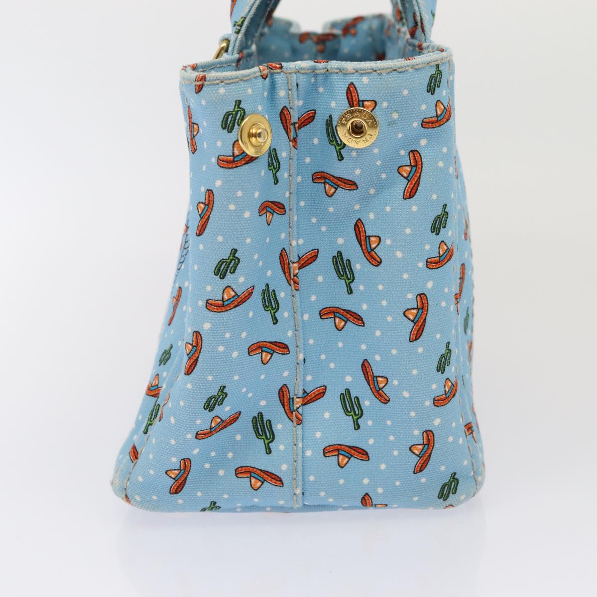PRADA Canapa PM Hand Bag Canvas 2way Blue Auth