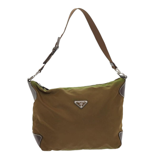 PRADA Shoulder Bag Nylon Khaki Auth