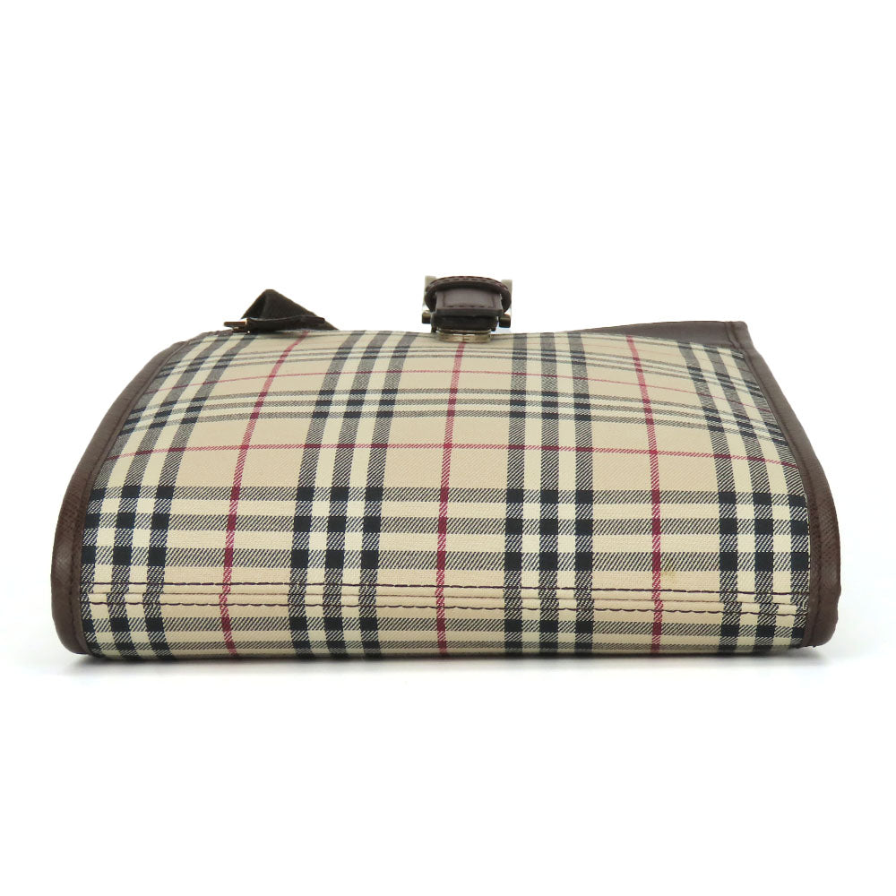 Burberry Canvas Leather Shoulder Bag Beige Brown