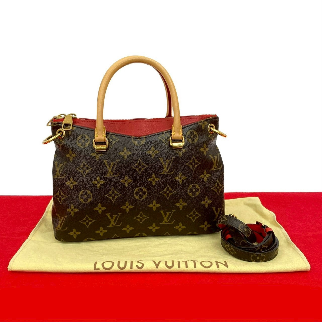 LOUIS VUITTON Shoulder Bag leather Brown Monogram Pallas BB