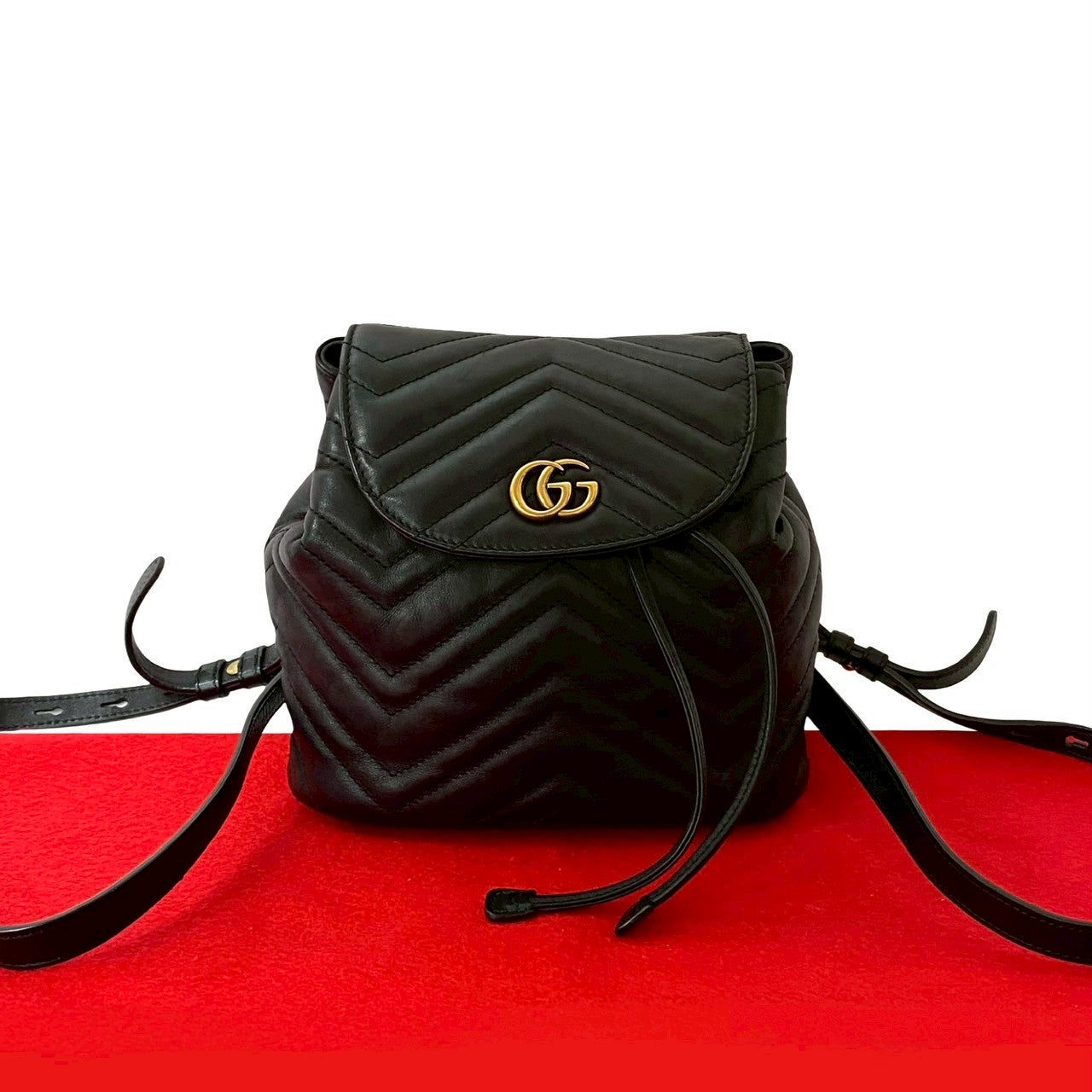GUCCI Backpack leather black GG Marmont
