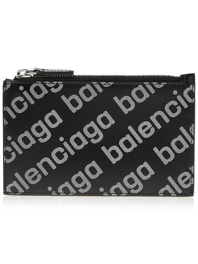 Luxury Balenciaga Trending 2025 All Over Logo Card Wallet Black