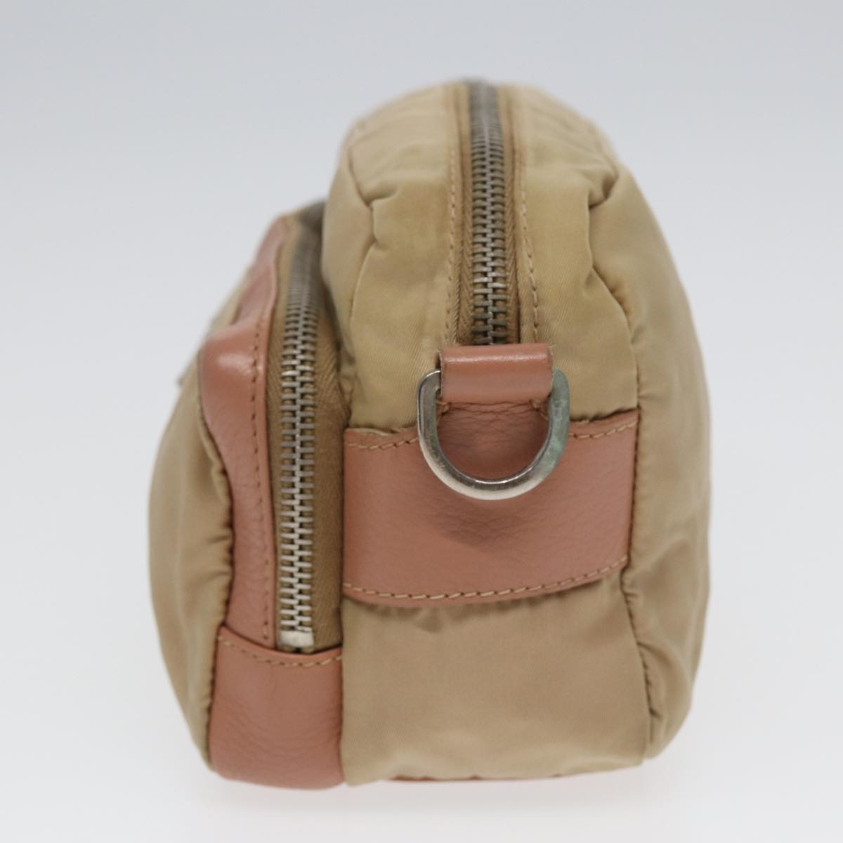 PRADA Shoulder Bag Nylon Leather Beige Auth