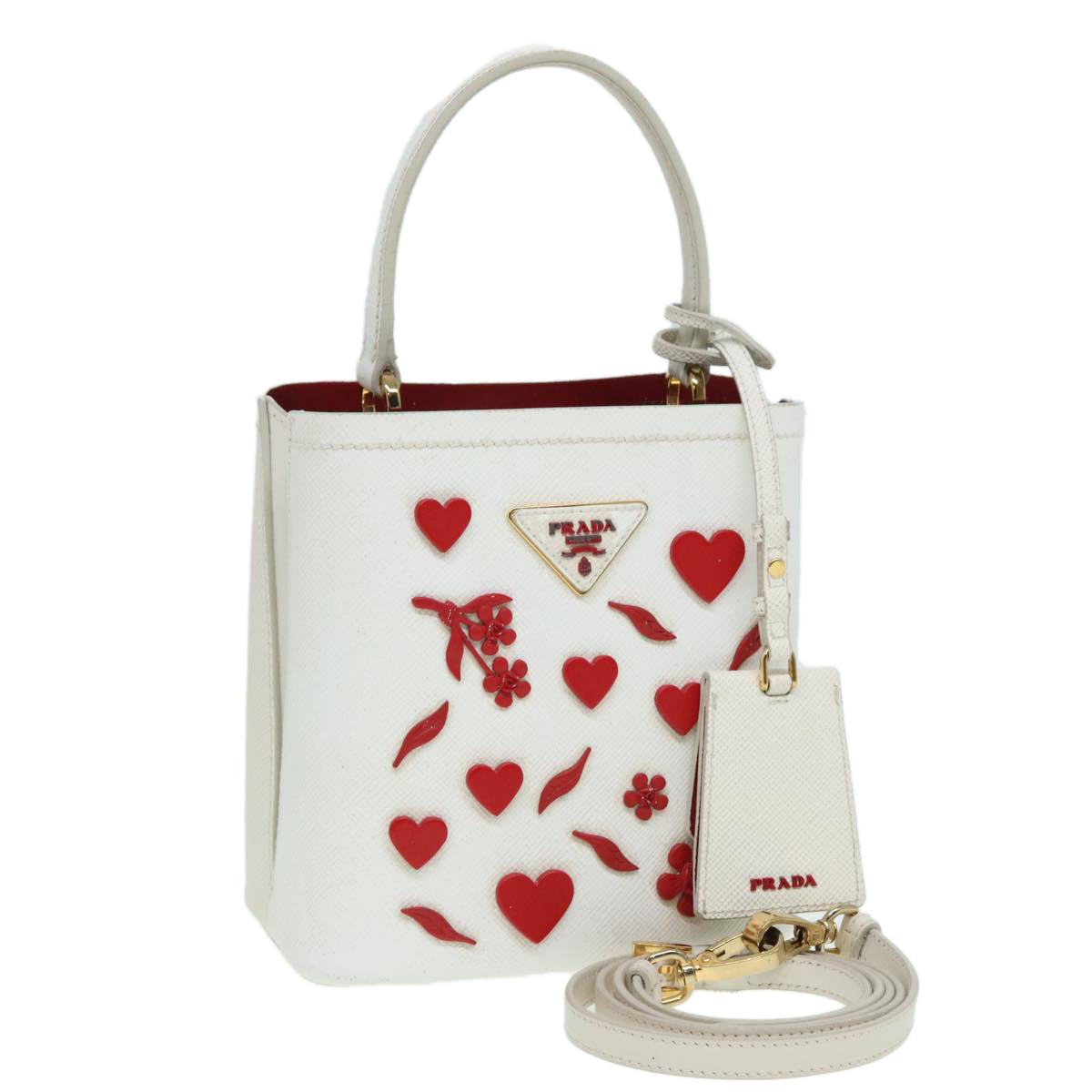PRADA Hand Bag Nylon Leather 2way White Auth