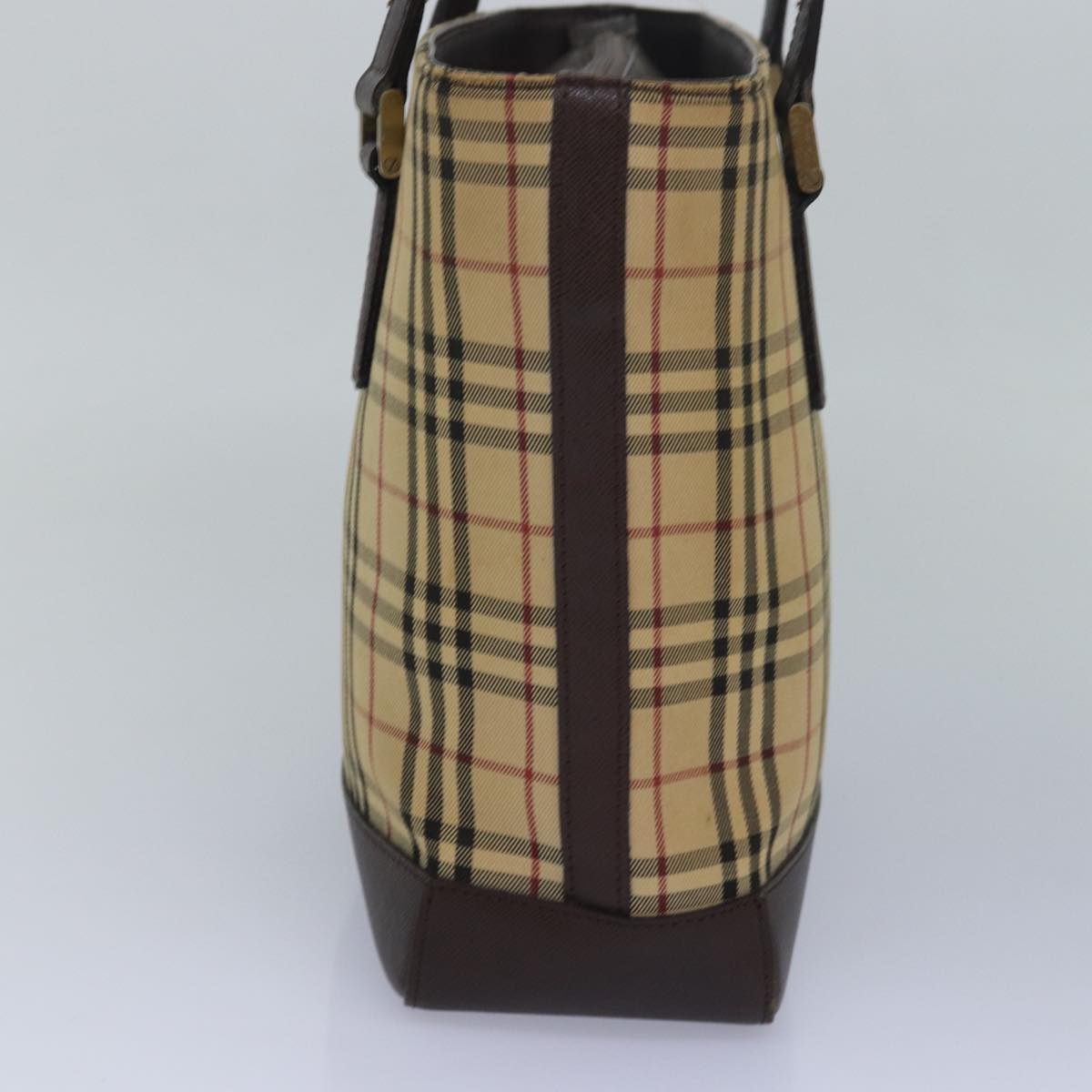 Burberry Nova Check Hand Bag Canvas Beige Auth 83214