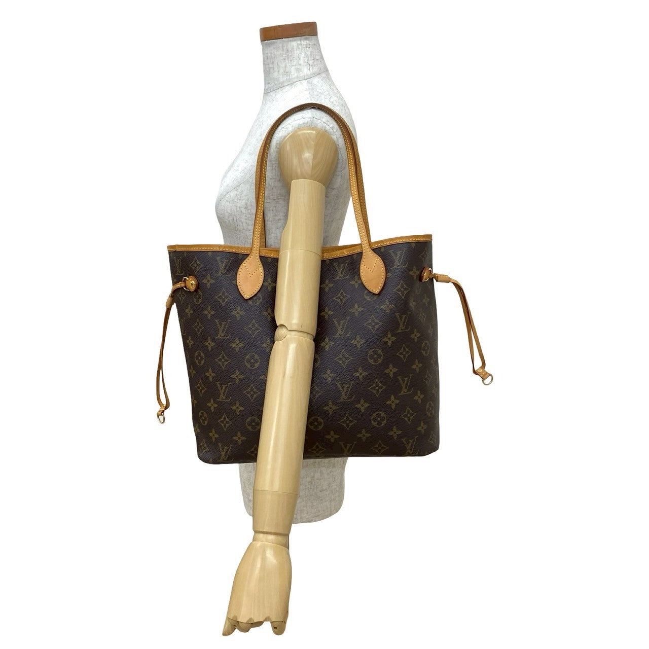 LOUIS VUITTON Tote Bag leather Brown Monogram Neverfull MM