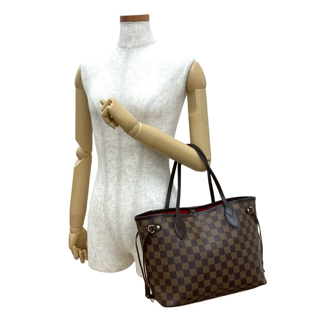 LOUIS VUITTON Handbag leather Brown Damier Never full PM