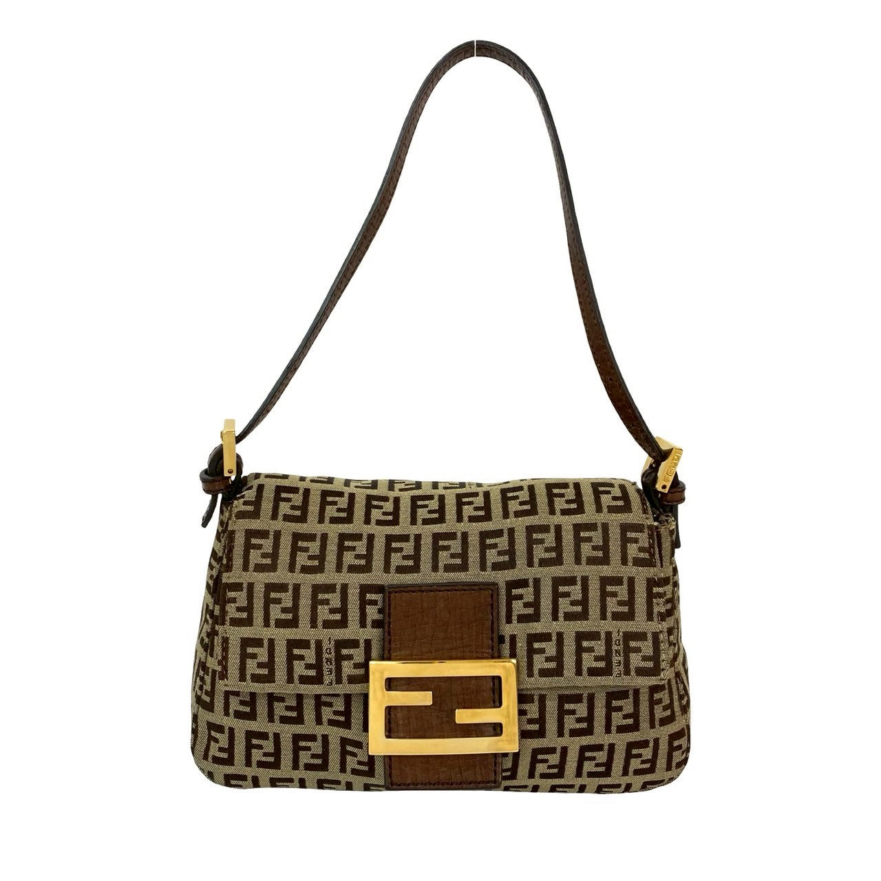 FENDI Shoulder Bag canvas Brown Mamma Bucket