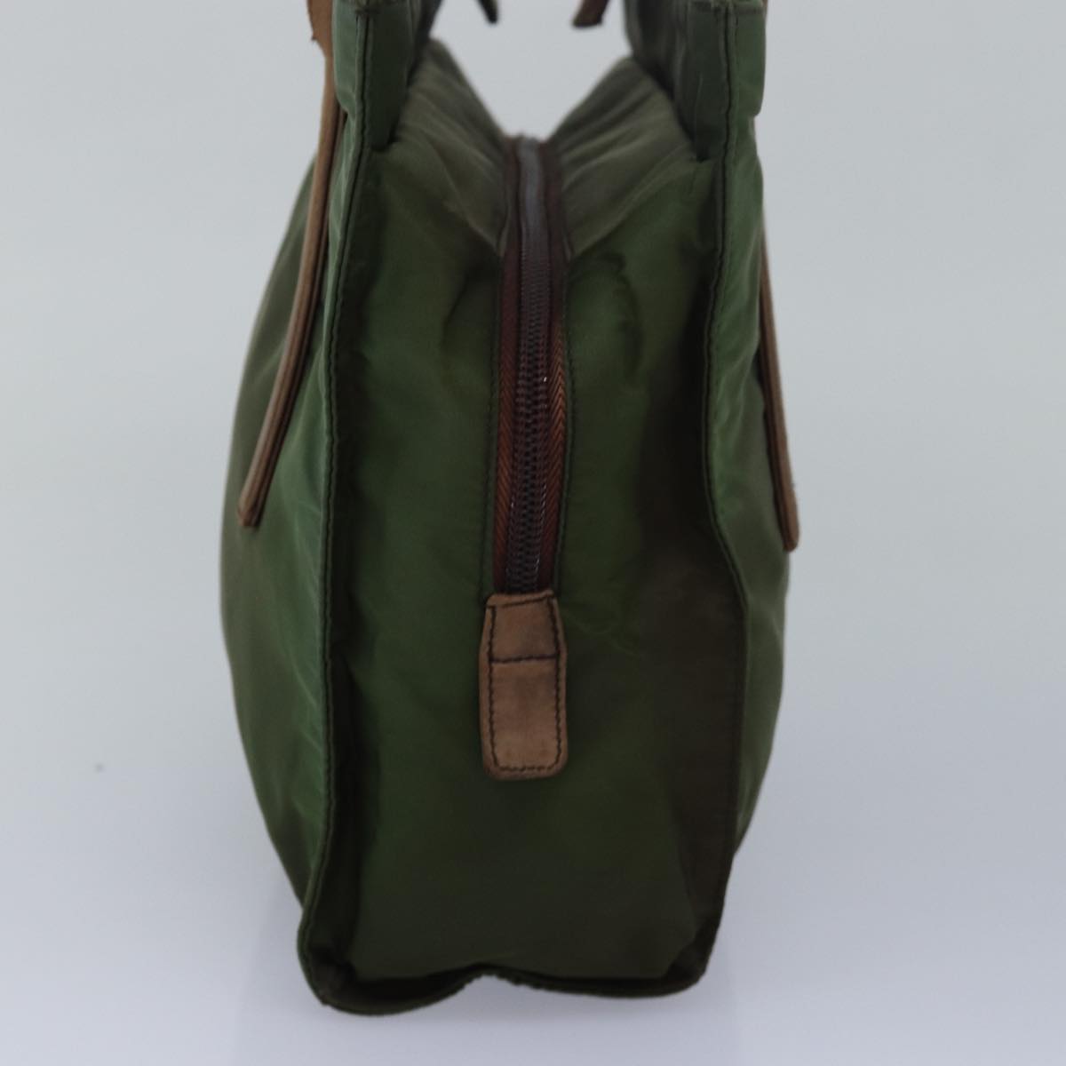 PRADA Shoulder Bag Nylon Leather Khaki Auth