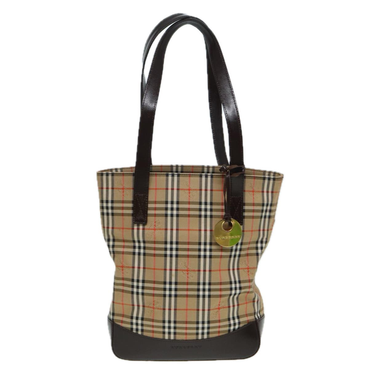 Burberry Nova Check Tote Bag Canvas Beige Auth 83420