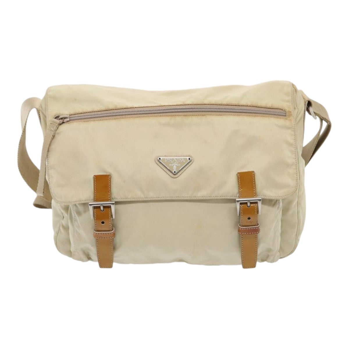 PRADA Shoulder Bag Nylon Beige Auth