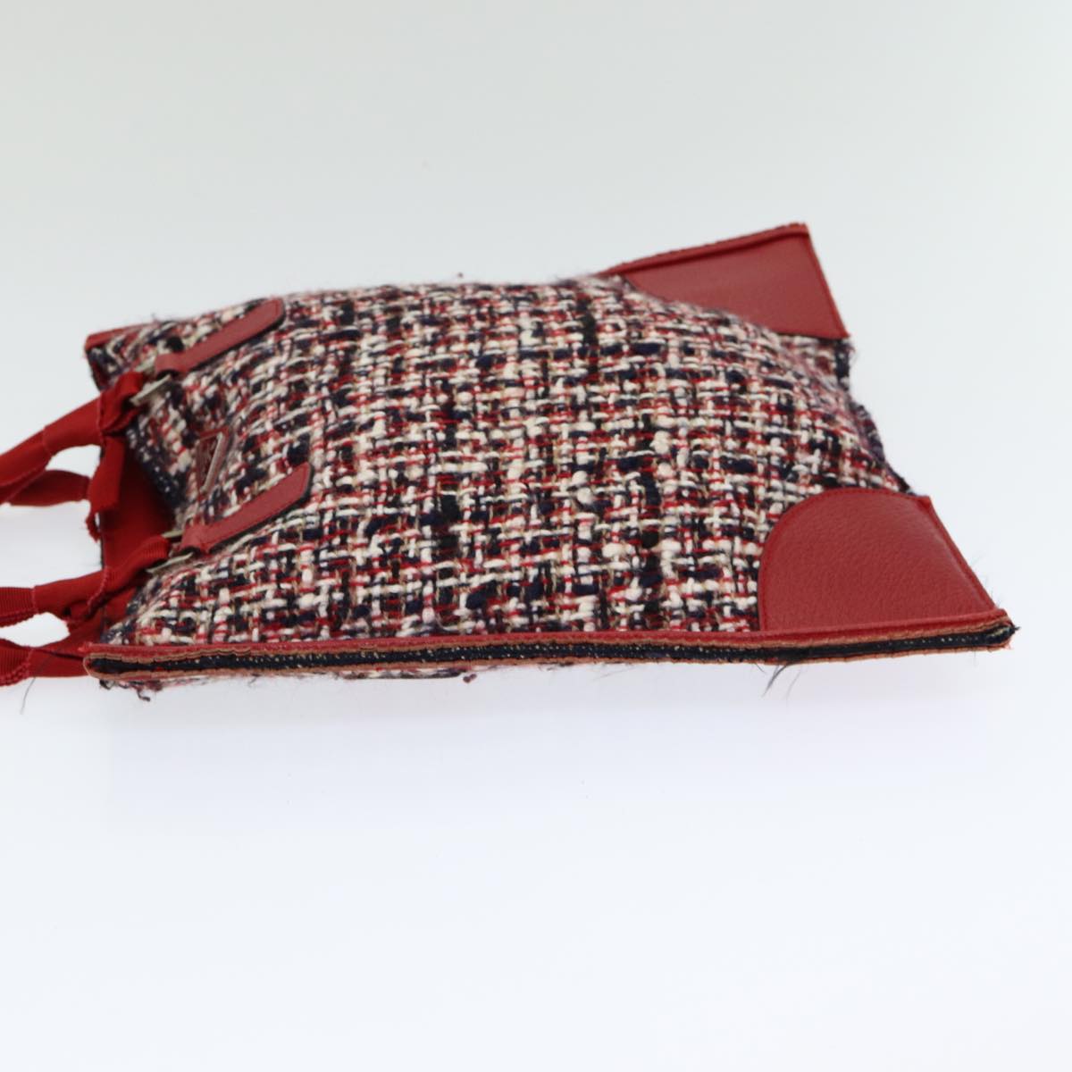PRADA Hand Bag tweed Red Auth