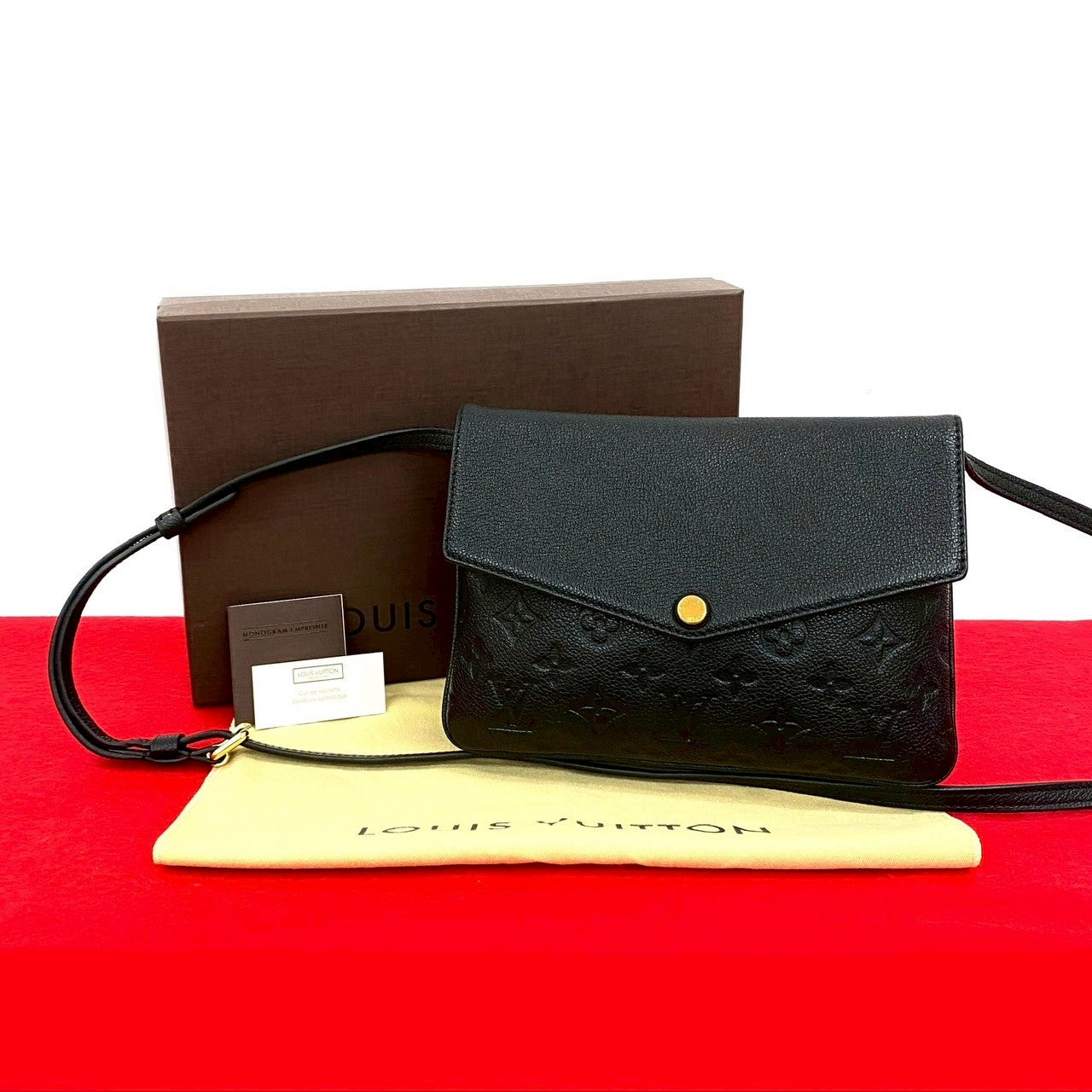 LOUIS VUITTON Shoulder Bag leather black Monogram Ann Platt Twice