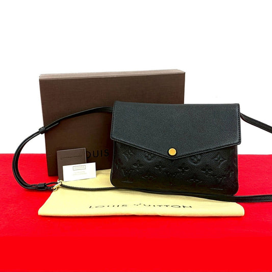 LOUIS VUITTON Shoulder Bag leather black Monogram Ann Platt Twice