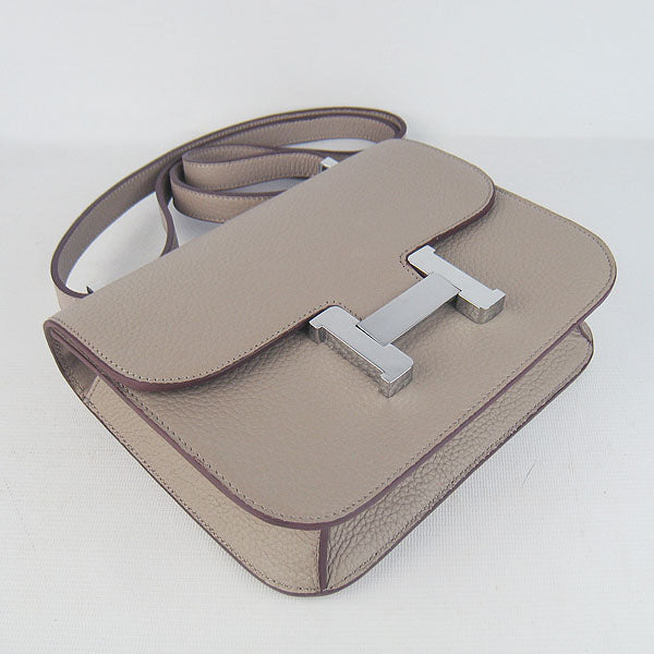 Luxury Hermes Constance Cowskin Leather Bag grey silver
