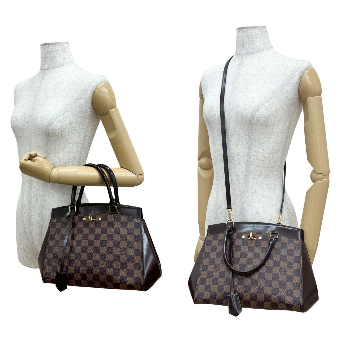 Elegant Women's Shoulder Bag | LOUIS VUITTON Shoulder Bag leather Brown Damier Rivoli BB