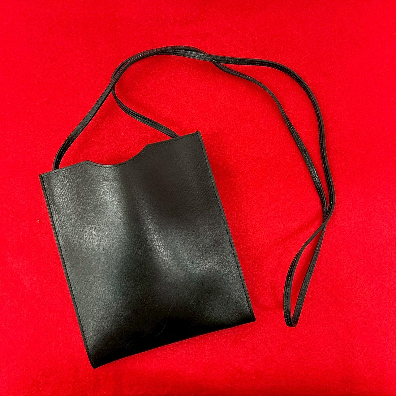 HERMES Shoulder Bag leather black Onimetu