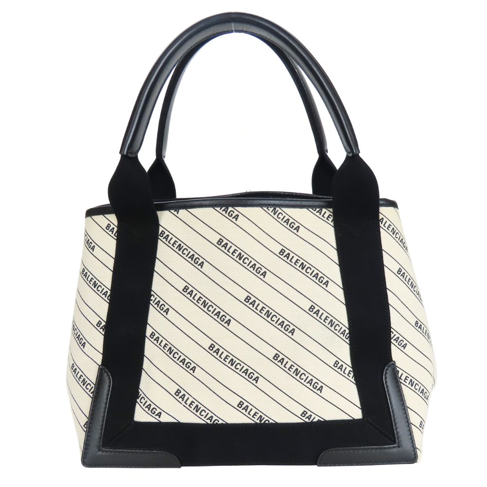 BALENCIAGA Handbag 339933 canvas off white Navy kabas