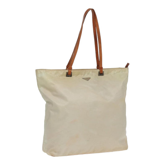PRADA Tote Bag Nylon White Auth