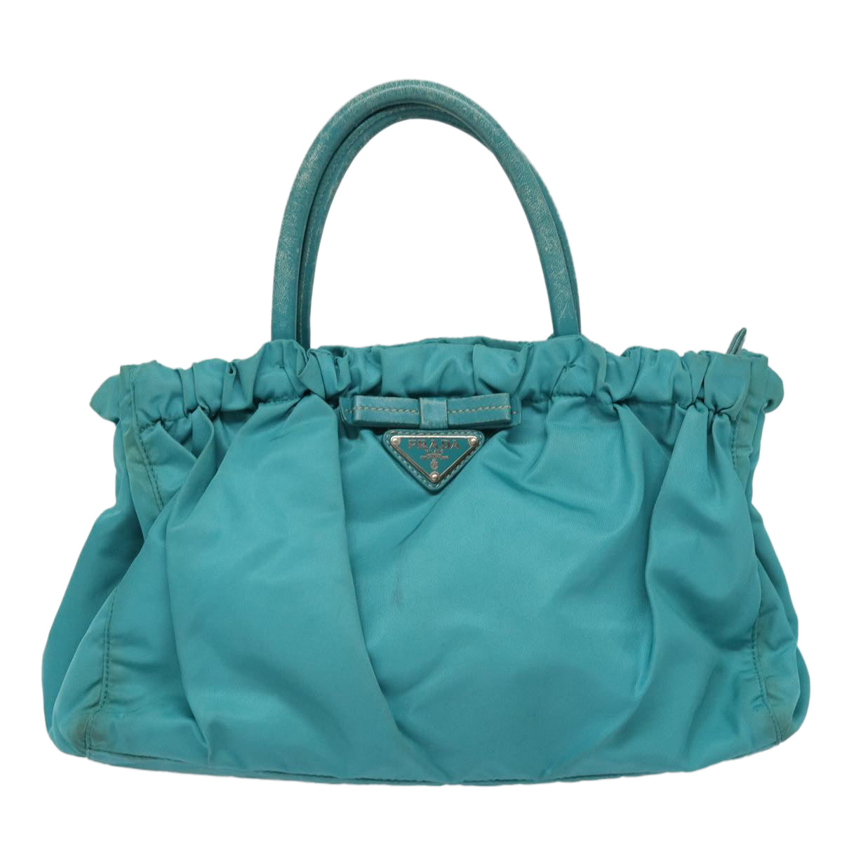 PRADA Hand Bag Nylon 2way Turquoise Blue Auth