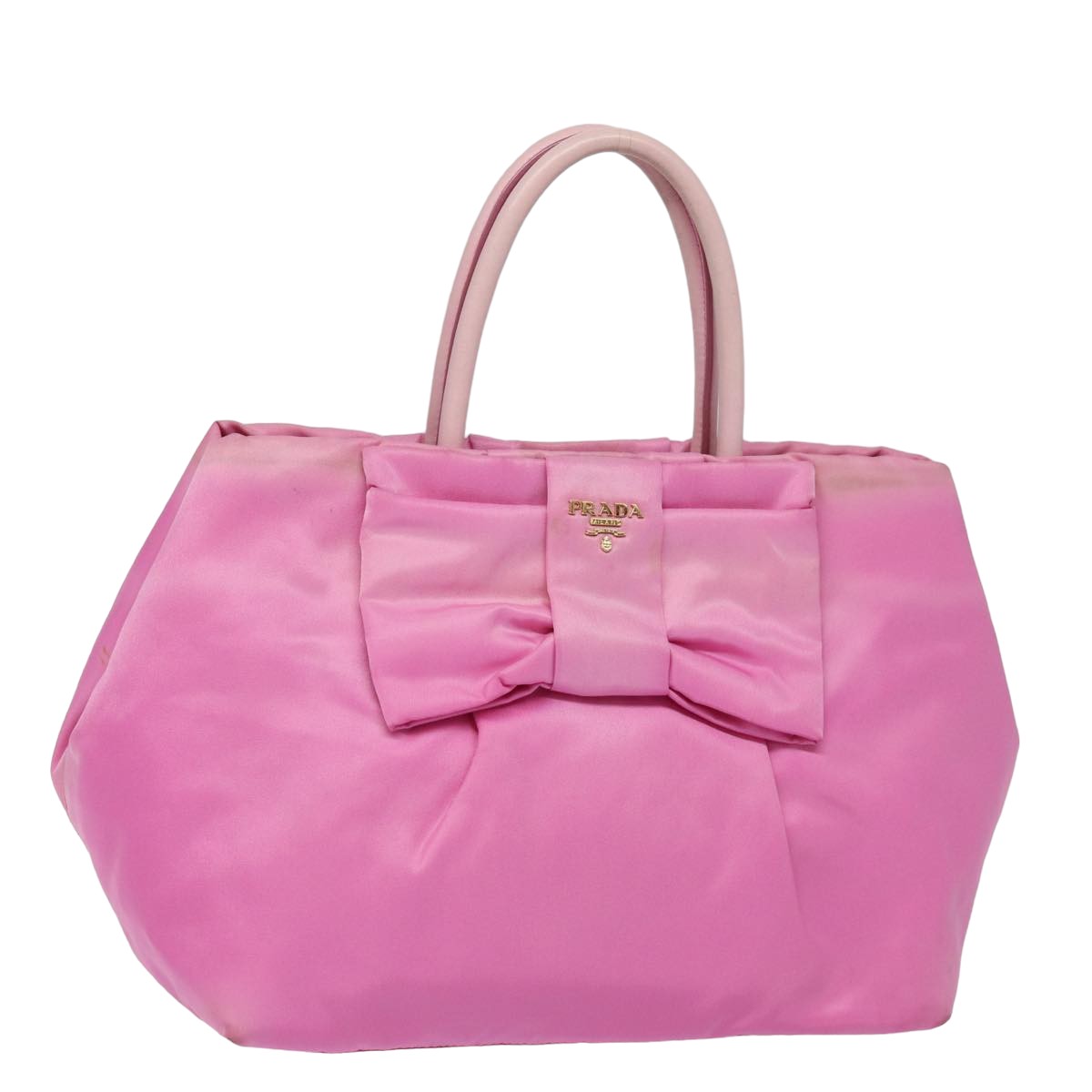 PRADA ribbon Hand Bag Nylon Pink Auth