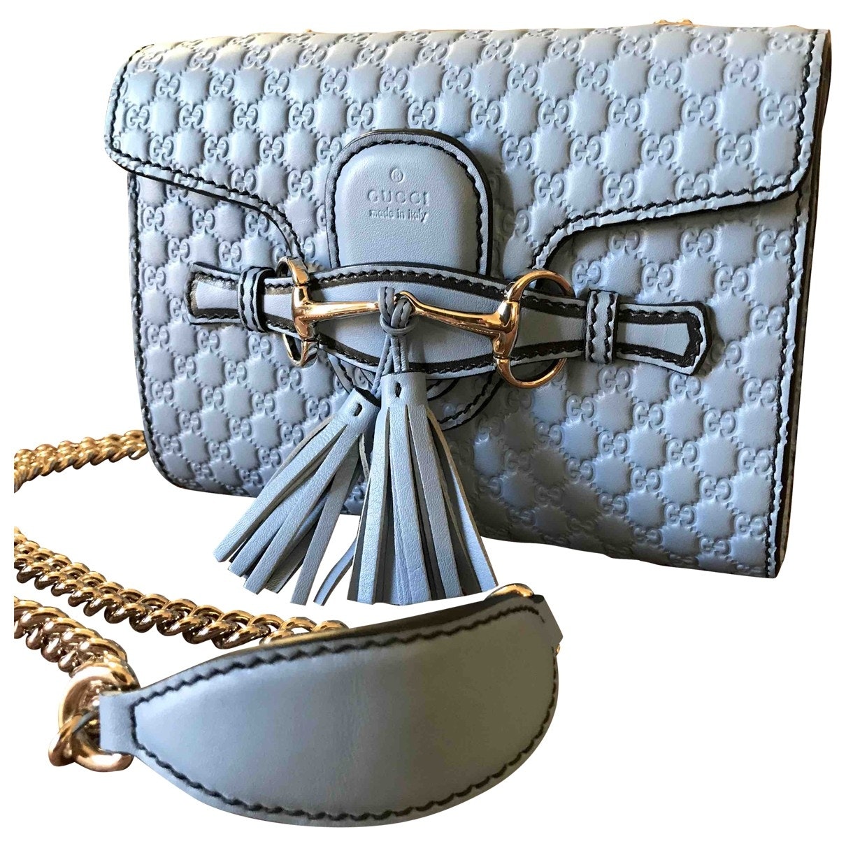 Gucci emily blue leather handbag