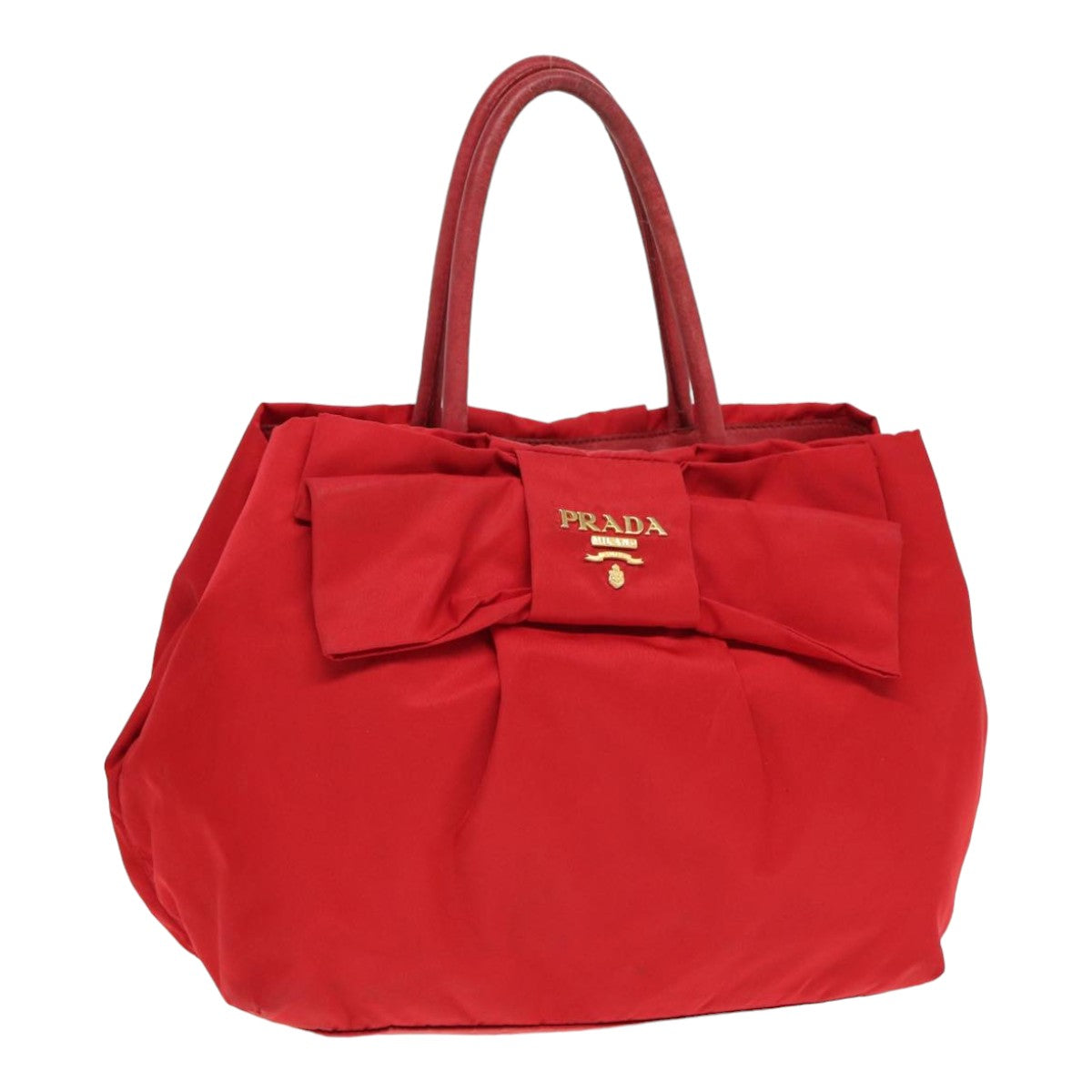 PRADA Hand Bag Nylon Red Auth