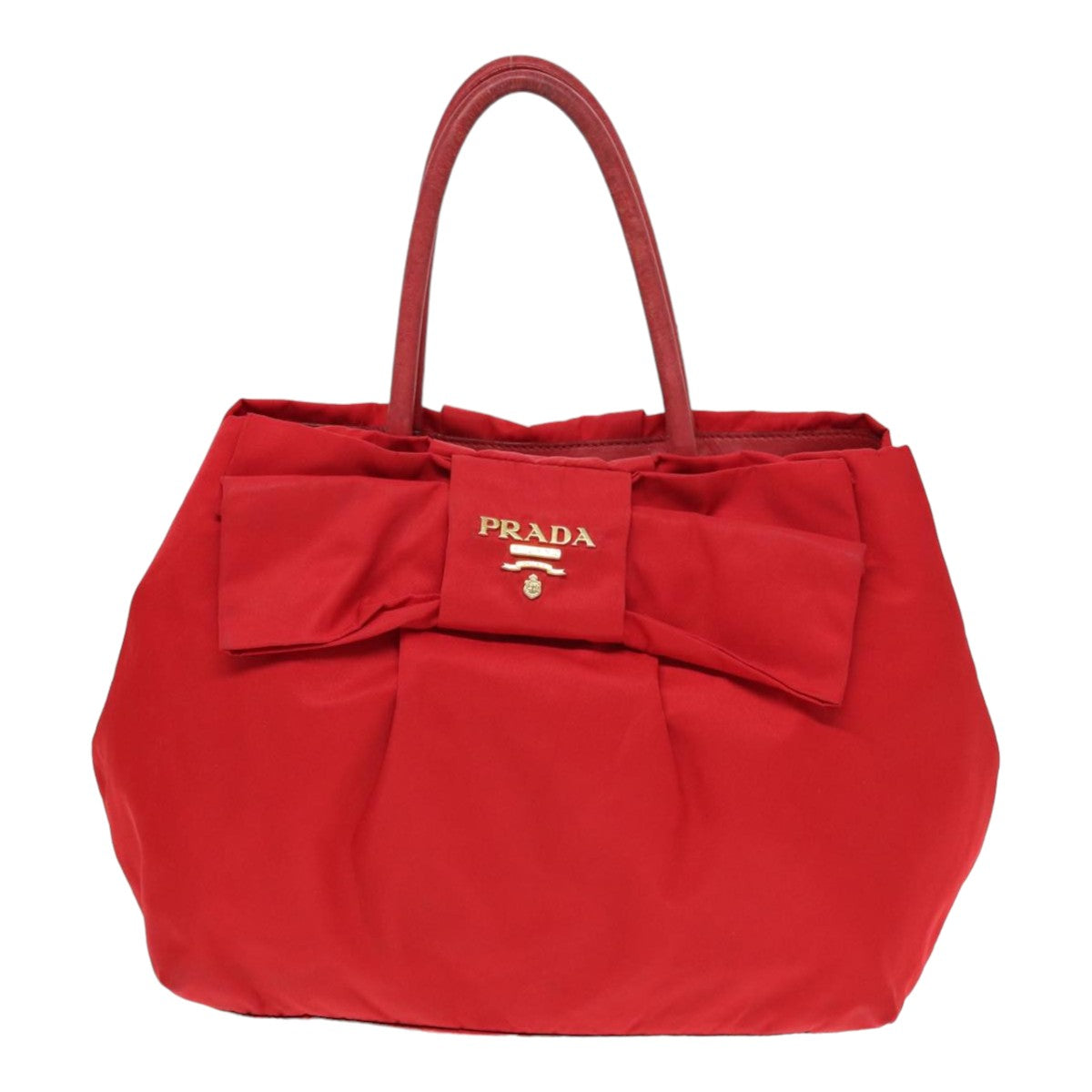 PRADA Hand Bag Nylon Red Auth