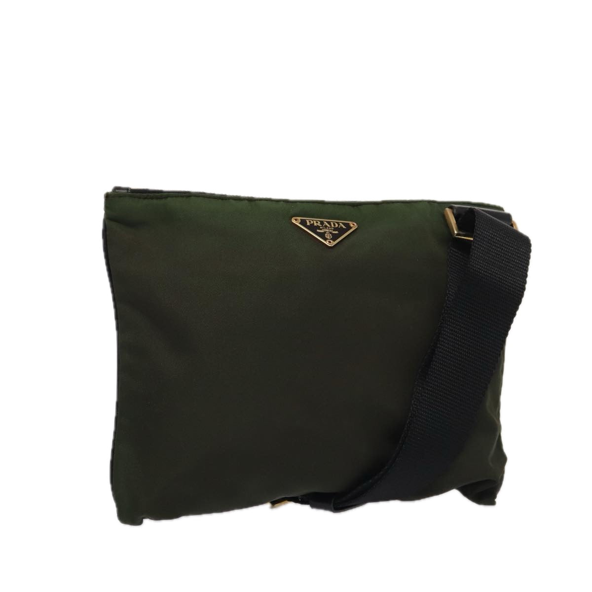 PRADA Shoulder Bag Nylon Khaki Auth