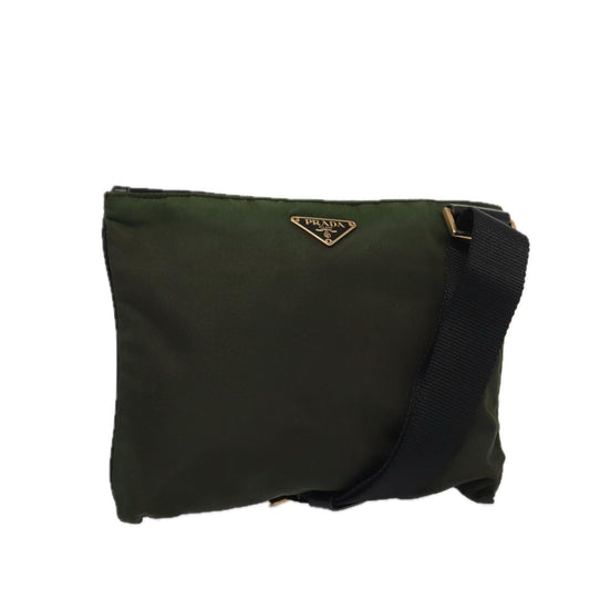 PRADA Shoulder Bag Nylon Khaki Auth