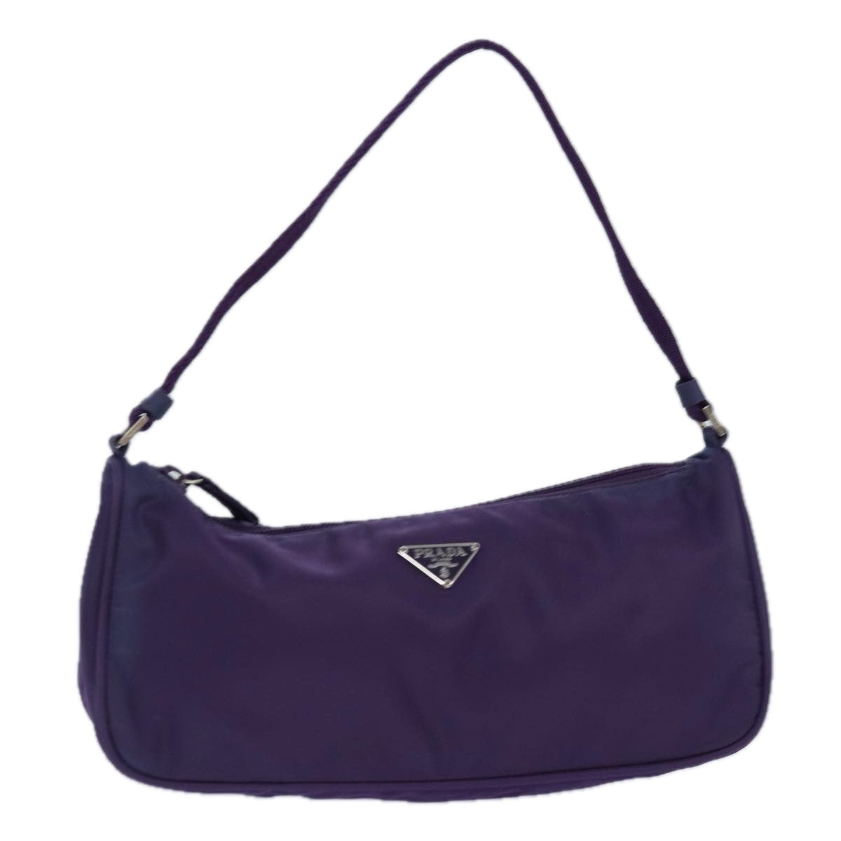 PRADA Accessory Pouch Nylon Purple Silver Auth Luxury Handbag