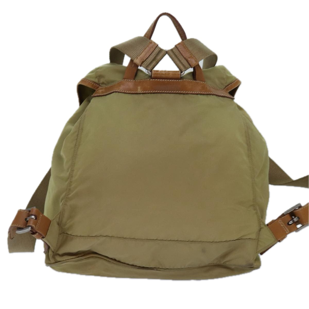 PRADA Backpack Nylon Cream Silver Auth