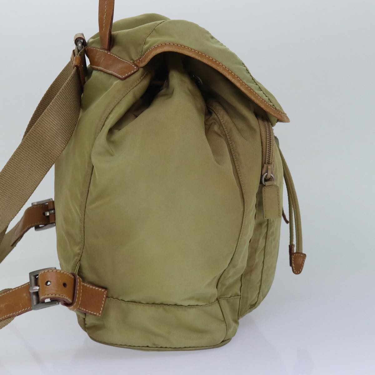 PRADA Backpack Nylon Cream Silver Auth